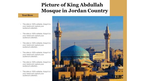 Picture Of King Abdullah Mosque In Jordan Country Ppt PowerPoint Presentation Inspiration File Formats PDF