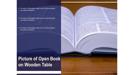 Picture Of Open Book On Wooden Table Ppt PowerPoint Presentation File Background Image PDF