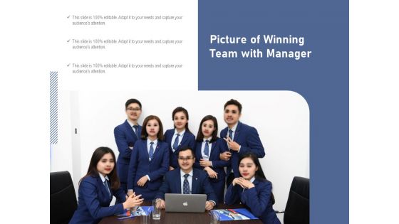 Picture Of Winning Team With Manager Ppt PowerPoint Presentation Gallery Outfit PDF