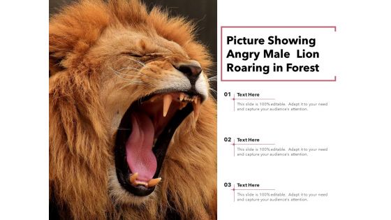 Picture Showing Angry Male Lion Roaring In Forest Ppt PowerPoint Presentation Show Tips PDF