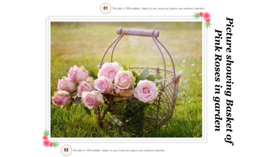 Picture Showing Basket Of Pink Roses In Garden Ppt PowerPoint Presentation Styles Template PDF