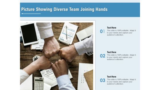 Picture Showing Diverse Team Joining Hands Ppt PowerPoint Presentation Gallery Visual Aids PDF