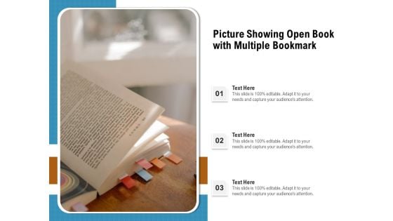 Picture Showing Open Book With Multiple Bookmark Ppt PowerPoint Presentation Gallery Tips PDF