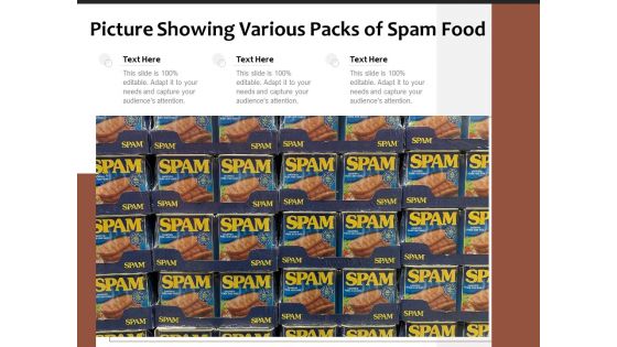 Picture Showing Various Packs Of Spam Food Ppt PowerPoint Presentation File Icon PDF