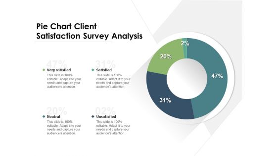 Pie Chart Client Satisfaction Survey Analysis Ppt PowerPoint Presentation Summary Outfit PDF