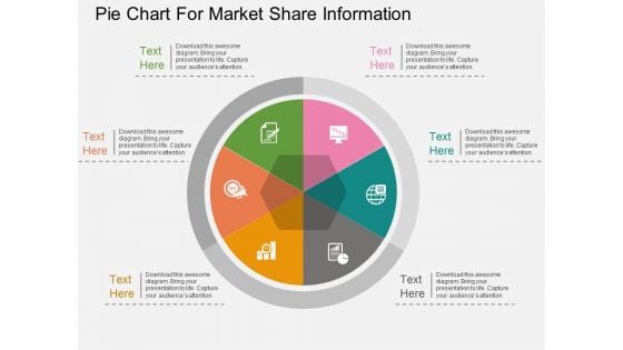 Pie Chart For Market Share Information Powerpoint Template