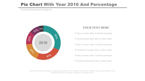 Pie Chart For Projected Profit Of 2016 Powerpoint Slides