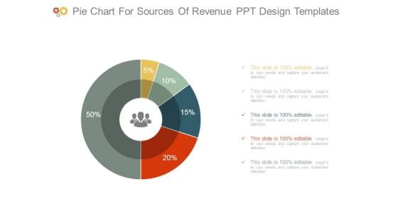 Pie Chart For Sources Of Revenue Ppt Design Templates