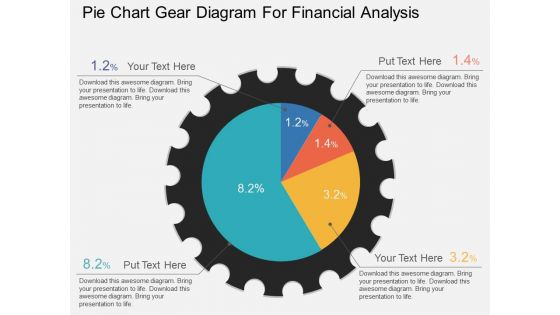 Pie Chart Gear Diagram For Financial Analysis Powerpoint Template