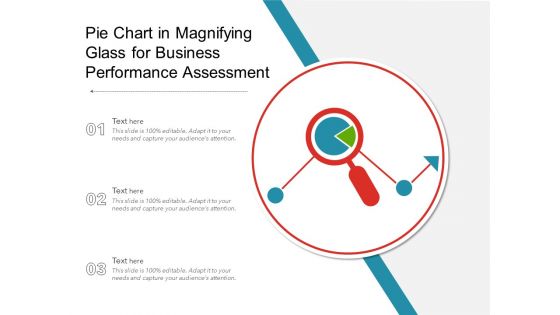 Pie Chart In Magnifying Glass For Business Performance Assessment Ppt PowerPoint Presentation Gallery Infographics PDF