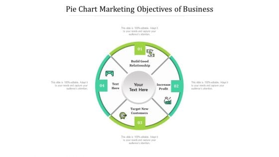 Pie Chart Marketing Objectives Of Business Ppt PowerPoint Presentation Pictures Design Inspiration PDF