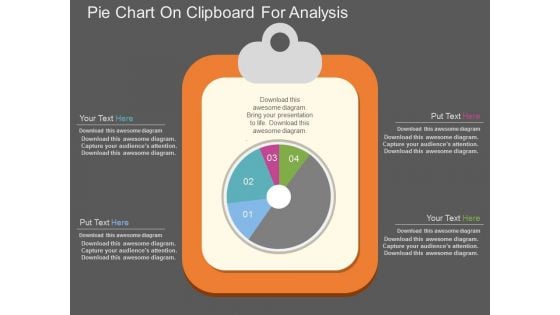 Pie Chart On Clipboard For Analysis Powerpoint Template