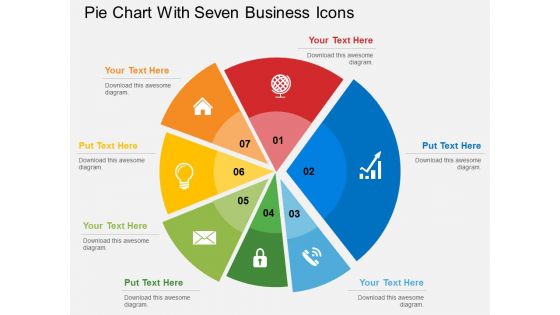 Pie Chart With Seven Business Icons Powerpoint Templates