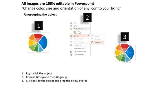 Pie Chart With Seven Business Icons Powerpoint Templates