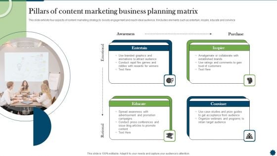 Pillars Of Content Marketing Business Planning Matrix Formats PDF Pillars Of Content Marketing Business Planning Matrix Formats PDF