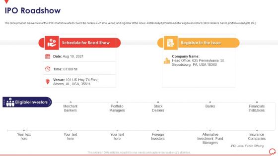 Pitch Book Capital Funding Deal IPO Pitchbook IPO Roadshow Formats PDF