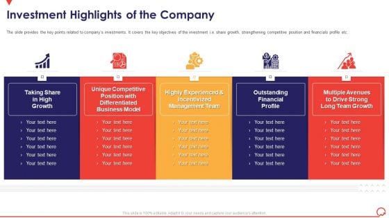 Pitch Book Capital Funding Deal IPO Pitchbook Investment Highlights Of The Company Graphics PDF