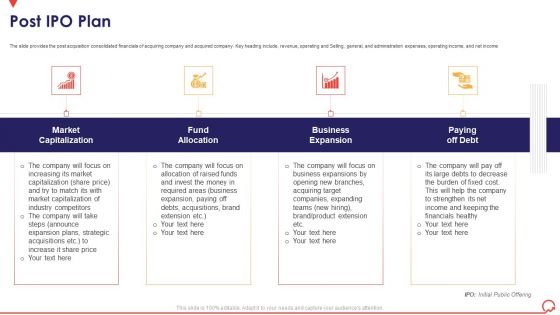 Pitch Book Capital Funding Deal IPO Pitchbook Post IPO Plan Inspiration PDF