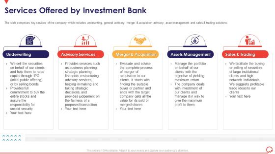 Pitch Book Capital Funding Deal IPO Pitchbook Services Offered By Investment Bank Graphics PDF