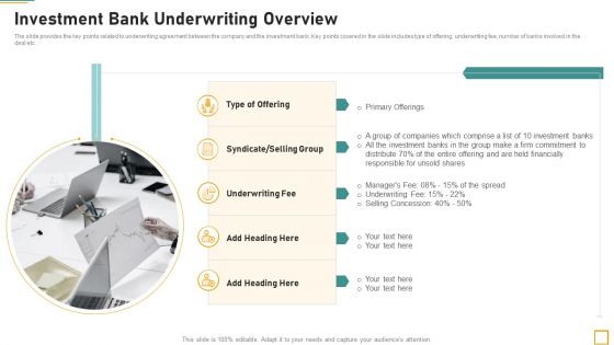 Pitch Book For Investor Funding Contract Investment Bank Underwriting Overview Elements PDF