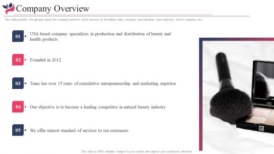 Pitch Deck For Beauty Assistance Investor Financing Elevator Company Overview Background PDF Pitch Deck For Beauty Assistance Investor Financing Elevator Company Overview Background PDF