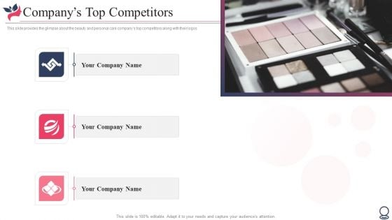 Pitch Deck For Beauty Assistance Investor Financing Elevator Companys Top Competitors Information PDF