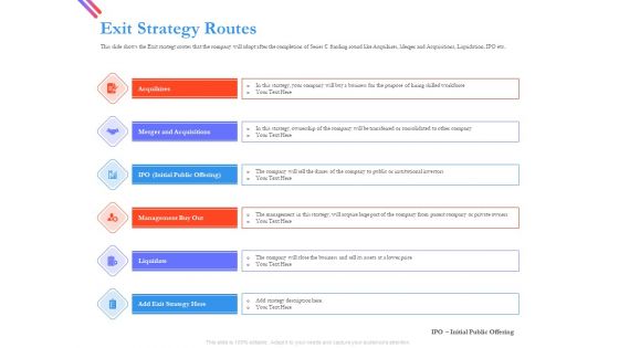 Pitch Deck For Fund Raising From Series C Funding Exit Strategy Routes Graphics PDF