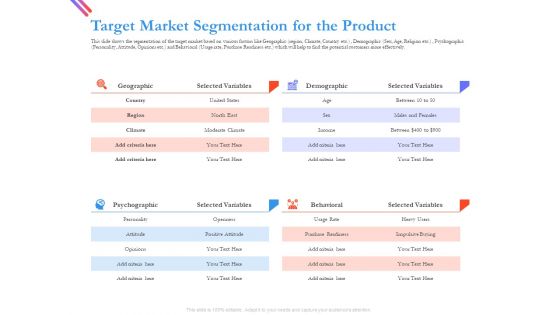 Pitch Deck For Fund Raising From Series C Funding Target Market Segmentation For The Product Graphics PDF