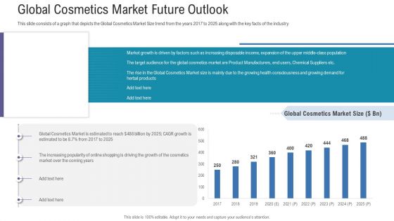 Pitch Deck For Fundraising From Angel Investors Global Cosmetics Market Future Outlook Ppt Gallery Structure PDF