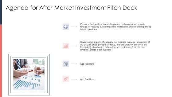 Pitch Deck For Fundraising From Post Market Financing Agenda For After Market Investment Pitch Deck Clipart PDF Pitch Deck For Fundraising From Post Market Financing Agenda For After Market Investment Pitch Deck Clipart PDF
