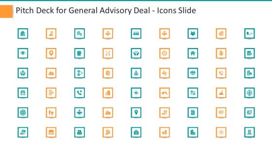 Pitch Deck For General Advisory Deal Icons Slide Microsoft PDF