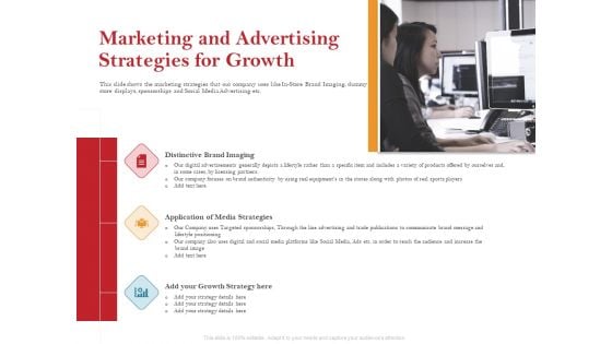 Pitch Deck For Raising Capital For Inorganic Growth Marketing And Advertising Strategies For Growth Brochure PDF