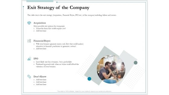 Pitch Deck For Raising Funds From Product Crowdsourcing Exit Strategy Of The Company Summary PDF