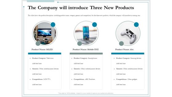 Pitch Deck For Raising Funds From Product Crowdsourcing The Company Will Introduce Three New Products Sample PDF