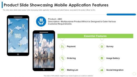 Pitch Deck PPT For Commodity Product Slide Showcasing Mobile Application Features Ppt File Format PDF