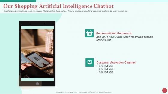 Pitch Deck Private Investor Our Shopping Artificial Intelligence Chatbot Introduction PDF