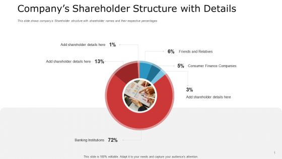 Pitch Deck To Raise Capital From Commercial Financial Institution Using Bonds Companys Shareholder Structure With Details Information PDF