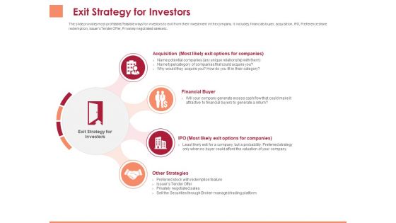 Pitch Deck To Raise Funding From Equity Crowdfunding Exit Strategy For Investors Ppt Show Graphic Tips PDF