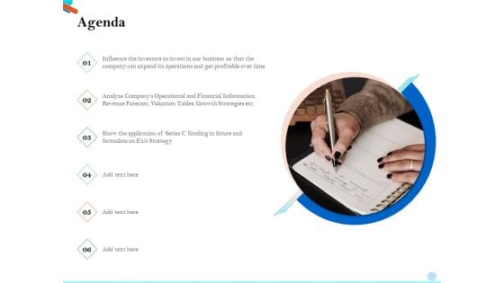 Pitch Presentation Raising Series C Funds Investment Company Agenda Themes PDF