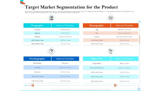 Pitch Presentation Raising Series C Funds Investment Company Target Market Segmentation For The Product Demonstration PDF