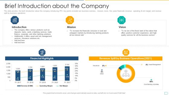 Pitchbook For IPO Deal Brief Introduction About The Company Pictures PDF