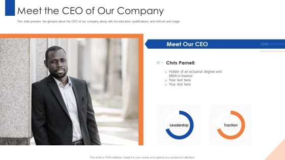 Pitching For Advisory Services Meet The Ceo Of Our Company Information PDF