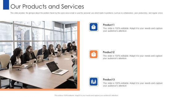 Pitching For Advisory Services Our Products And Services Template PDF