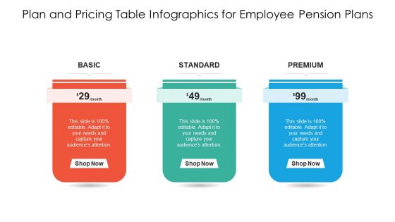 Plan And Pricing Table Infographics For Employee Pension Plans Summary PDF