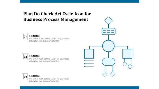 Plan Do Check Act Cycle Icon For Business Process Management Ppt PowerPoint Presentation Infographic Template Graphic Tips PDF