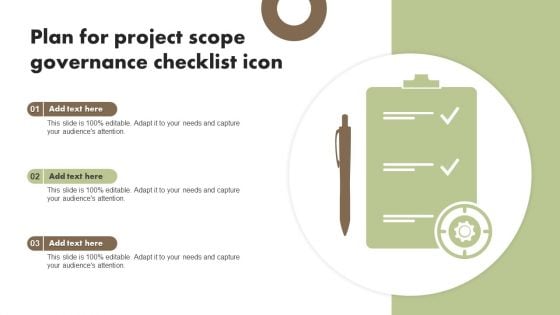 Plan For Project Scope Governance Checklist Icon Brochure PDF