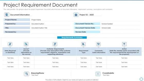 Plan For Project Scoping Management Project Requirement Document Structure PDF