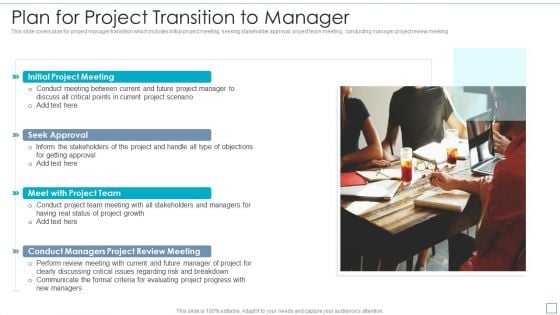 Plan For Project Transition To Manager Formats PDF