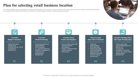 Plan For Selecting Retail Business Location Background PDF