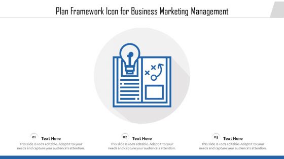 Plan Framework Icon For Business Marketing Management Ppt Gallery Graphics Example PDF